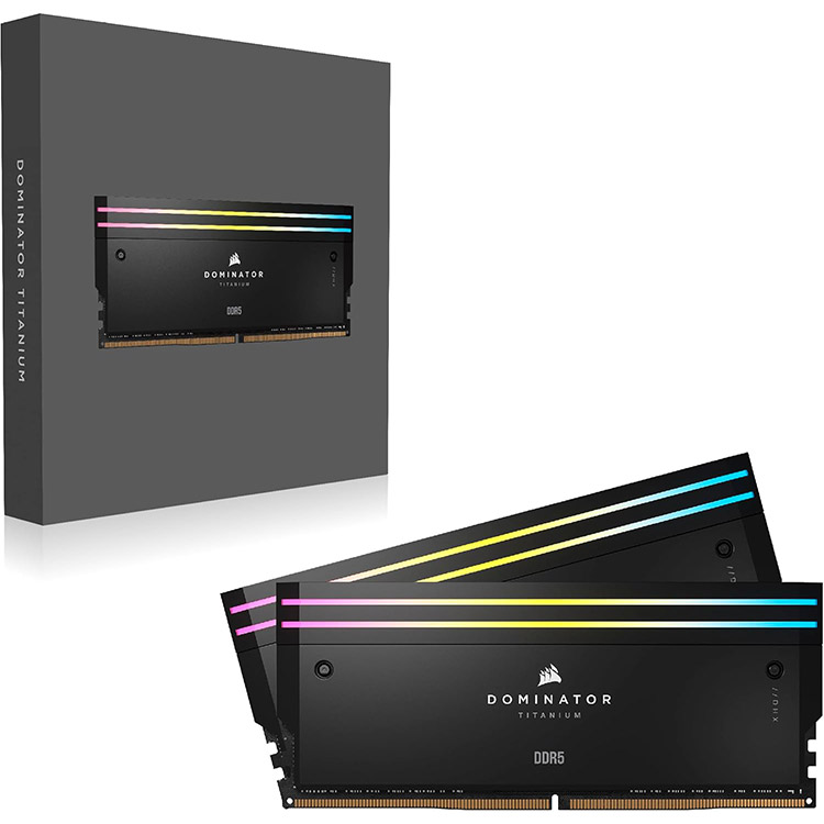 خرید رم Corsair Dominator Titanium RGB - ظرفیت 96 گیگابایت - DDR5 - پک دوتایی - مدل Intel XMP - فرکانس 6600 مگاهرتز - CL32 - سیاه